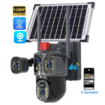كاميرا مراقبة شمسية 4G مع 3 شاشات ورؤية ليلية Solaire