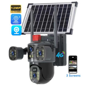 Caméra de surveillance solaire 4G avec 3 écrans et vision nocturne
