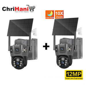 pack 2 Caméra Solaire 12MP 4G 3 objectifs Détection Humaine Étanche