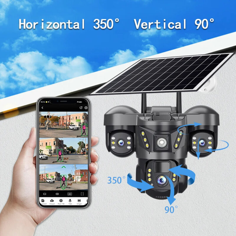 كاميرا مراقبة شمسية خارجية 4G بعدسة ثلاثية solaire – Image 2
