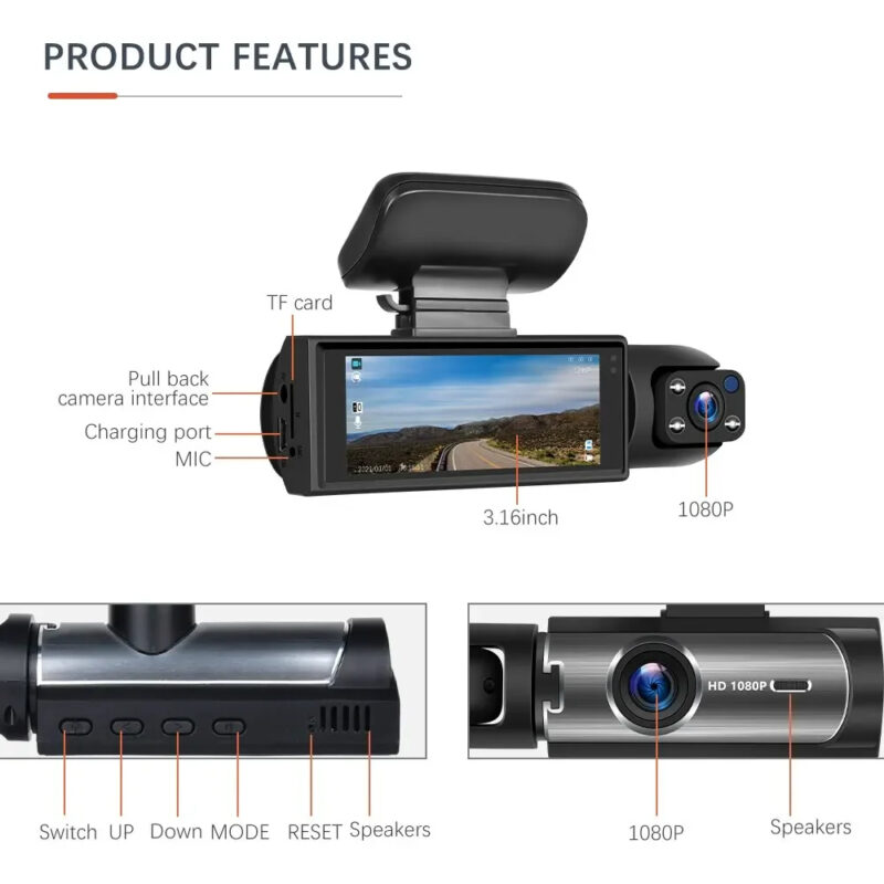 Dash Cam Voiture 1080P Double Caméra avec Vision Nocturne – Image 6