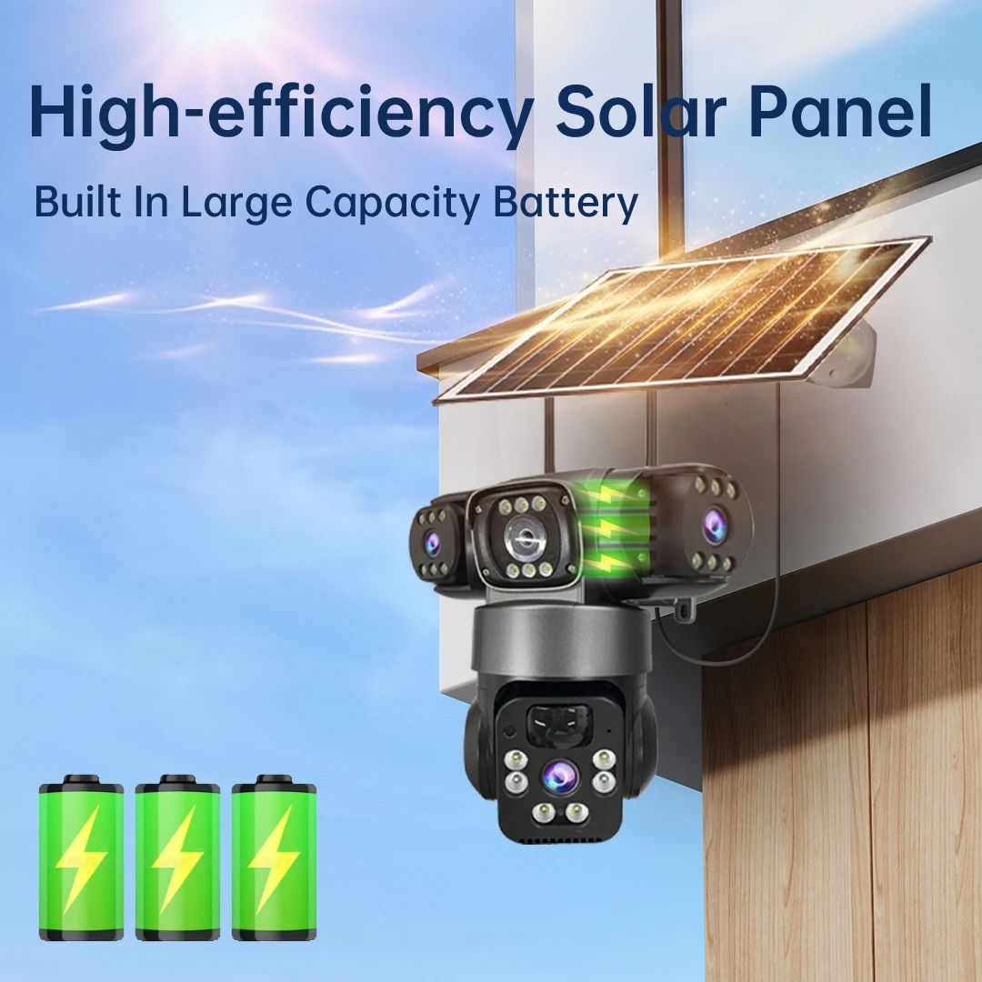 كاميرا مراقبة شمسية خارجية ثلاثية العدسات بدعم 4ج – أمان ذكي على مدار الساعة – Image 8