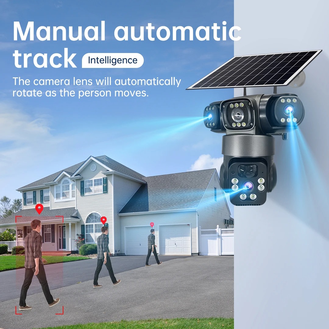 كاميرا مراقبة شمسية خارجية ثلاثية العدسات بدعم 4ج – أمان ذكي على مدار الساعة – Image 10