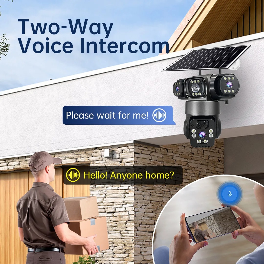 كاميرا مراقبة شمسية خارجية ثلاثية العدسات بدعم 4ج – أمان ذكي على مدار الساعة – Image 7