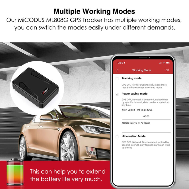 Traceur GPS MiCODUS ML808G 4G – Batterie 10 000 mAh avec écoute à distance – Image 3