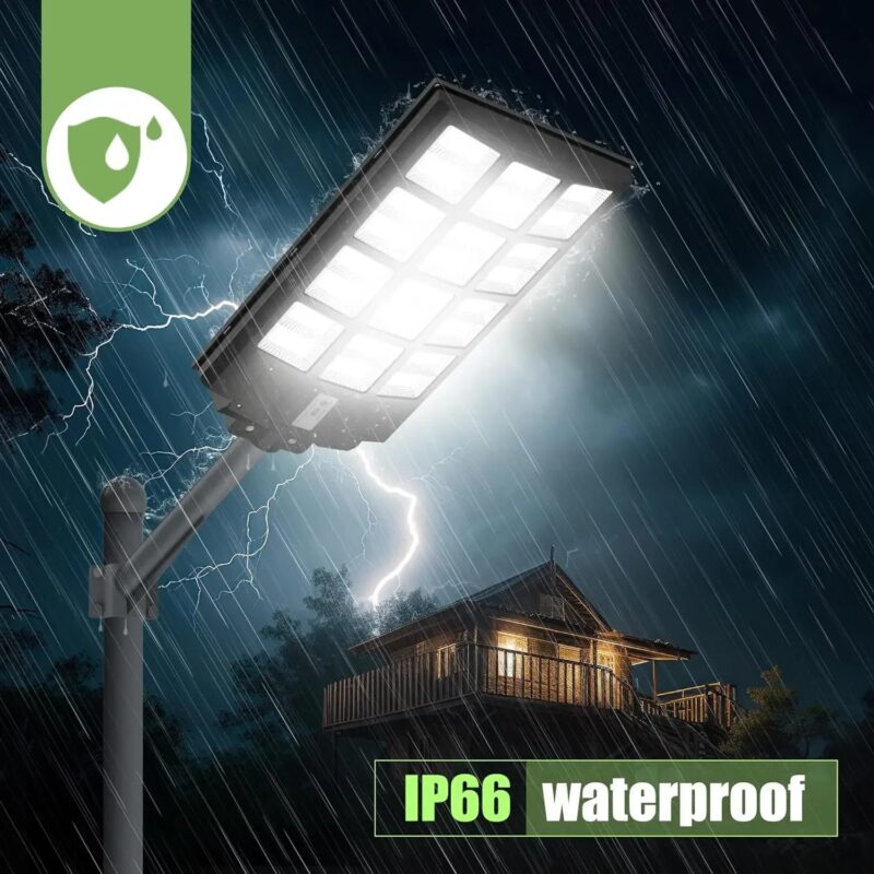 عمود إنارة شمسي 600 واط مع مستشعر حركة مقاومة للماء IP65 LED – Image 4
