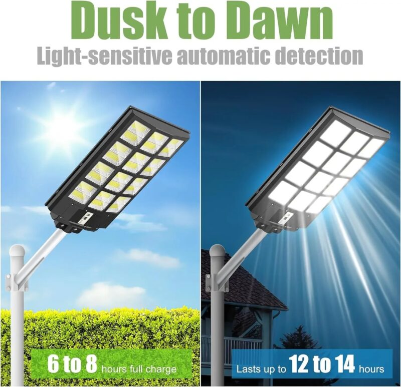 عمود إنارة شمسي 600 واط مع مستشعر حركة مقاومة للماء IP65 LED – Image 5