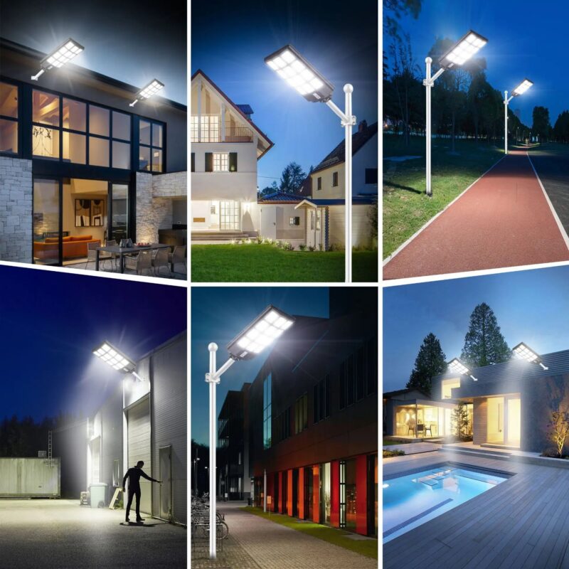 عمود إنارة شمسي 600 واط مع مستشعر حركة مقاومة للماء IP65 LED – Image 2