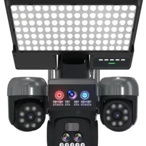 Caméra de Surveillance Solaire 20MP – 5 Lentilles, Zoom Optique ×18 et 3 Panneaux Solaires