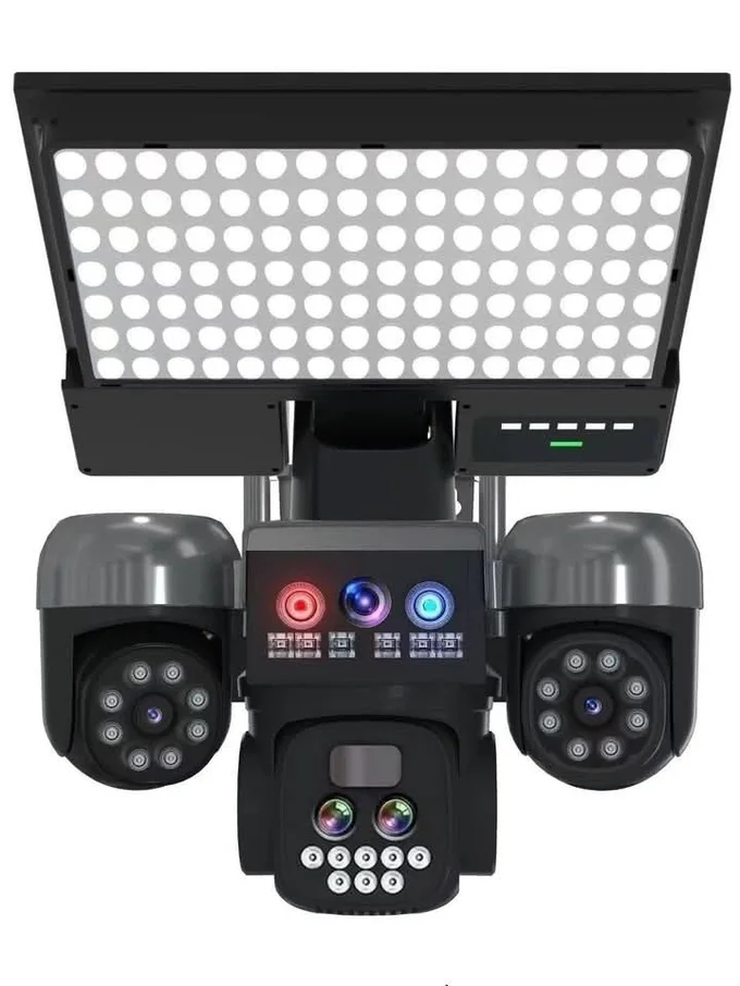 Caméra de Surveillance Solaire 20MP – 5 Lentilles, Zoom Optique ×18 et 3 Panneaux Solaires